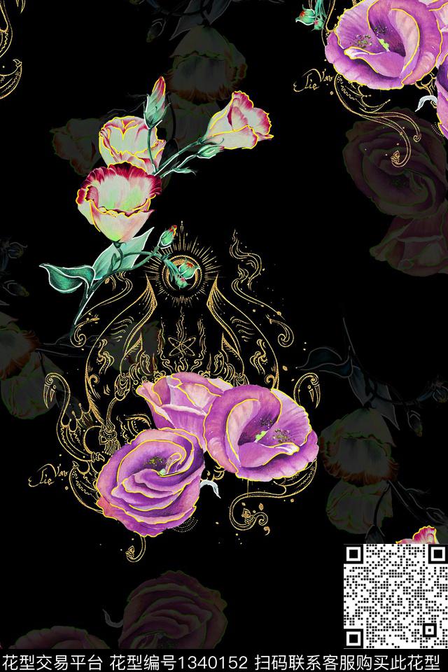 旗袍香云纱中国风数码印花华亿平台下载（图片编号: 1340152） - 瓦栏（Walan）