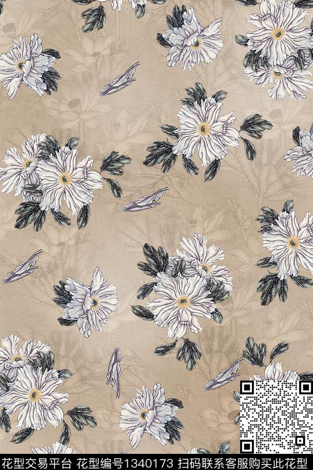 旗袍中国风小碎花数码印花华亿平台下载（图片编号: 1340173） - 瓦栏（Walan）