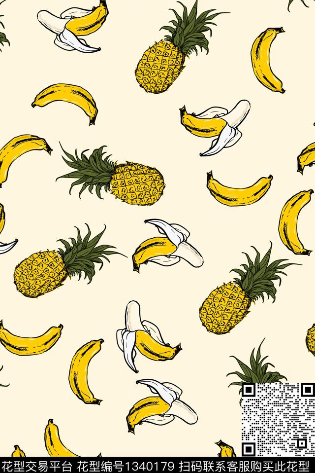 菠萝童装花卉传统印花华亿平台下载（图片编号: 1340179） - 瓦栏（Walan）