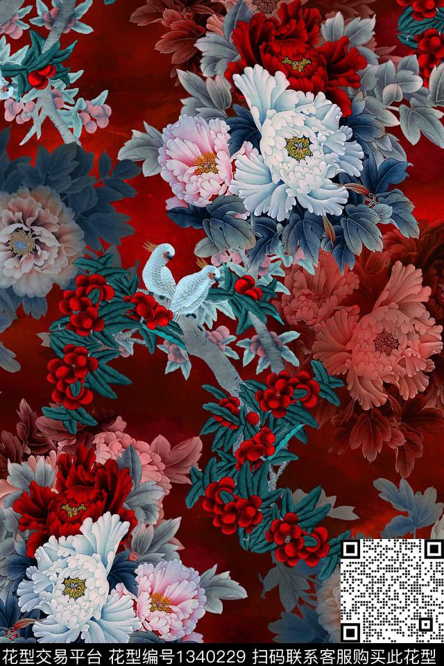 香云纱中国风复古旗袍华亿平台数码印花华亿平台下载（图片编号: 1340229） - 瓦栏（Walan）