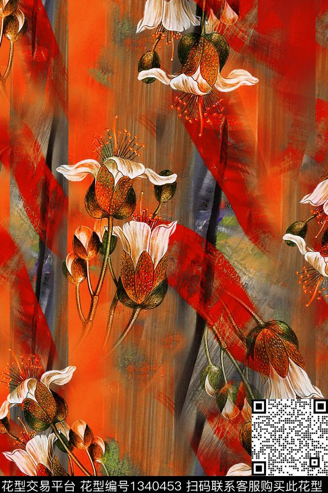 香云纱中国风复古旗袍华亿平台数码印花华亿平台下载（图片编号: 1340453） - 瓦栏（Walan）