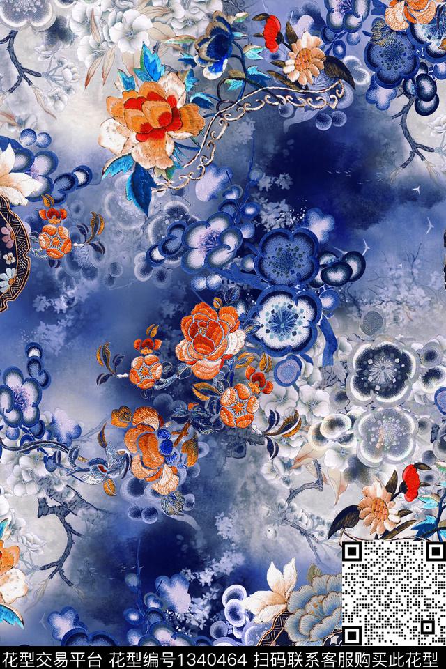 香云纱中国风复古旗袍华亿平台数码印花华亿平台下载（图片编号: 1340464） - 瓦栏（Walan）