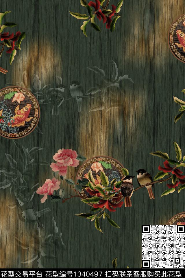 花鸟中老年中国风数码印花华亿平台下载（图片编号: 1340497） - 瓦栏（Walan）