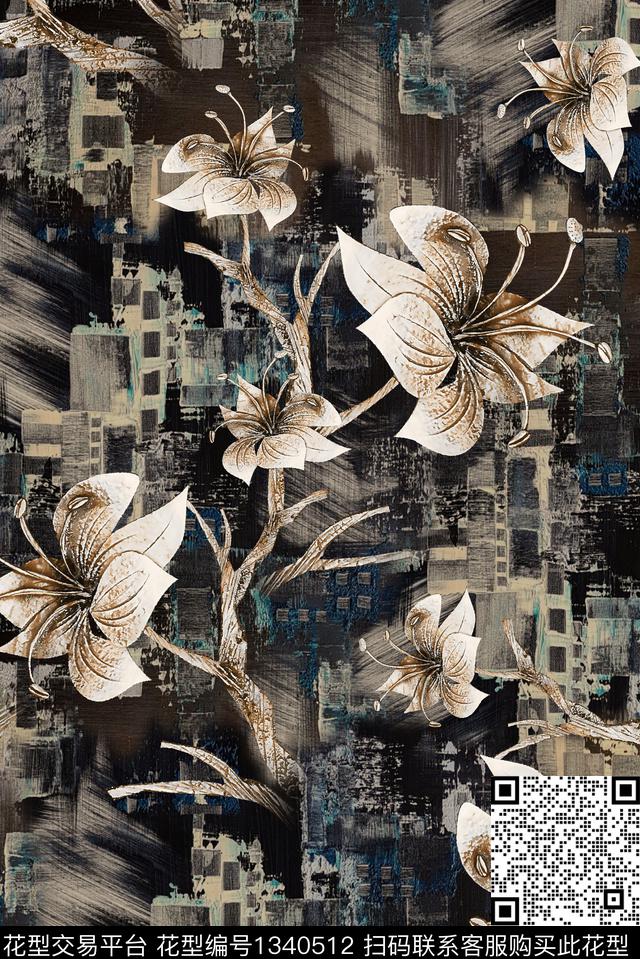 香云纱中老年复古数码印花华亿平台下载（图片编号: 1340512） - 瓦栏（Walan）