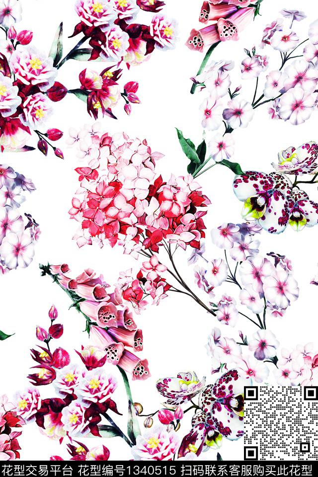 鸟花卉炫彩数码印花华亿平台下载（图片编号: 1340515） - 瓦栏（Walan）