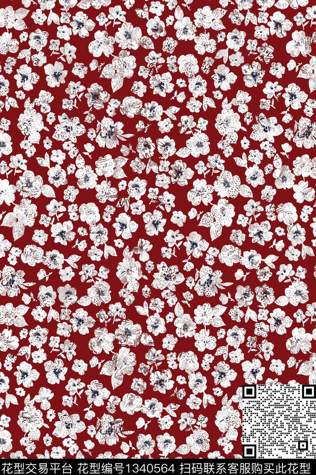 女装大牌风小碎花传统印花华亿平台下载（图片编号: 1340564） - 瓦栏（Walan）