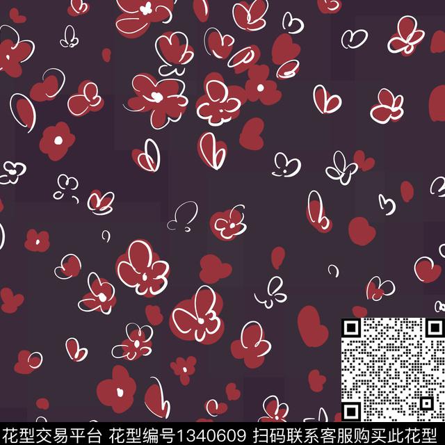 花卉抽象小碎花数码印花华亿平台下载（图片编号: 1340609） - 瓦栏（Walan）