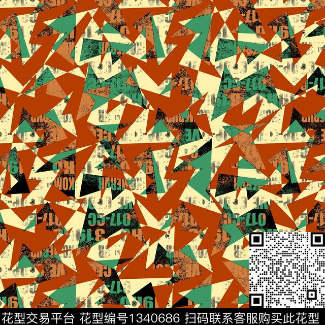 纸印花几何抽象男装传统印花华亿平台下载（图片编号: 1340686） - 瓦栏（Walan）