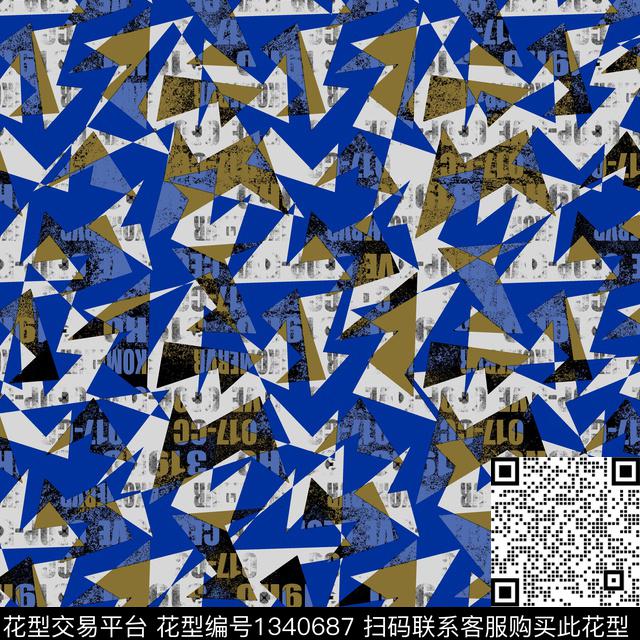 纸印花几何抽象男装传统印花华亿平台下载（图片编号: 1340687） - 瓦栏（Walan）