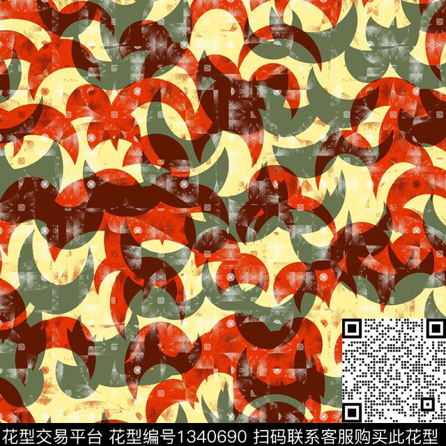 纸印花几何抽象男装传统印花华亿平台下载（图片编号: 1340690） - 瓦栏（Walan）