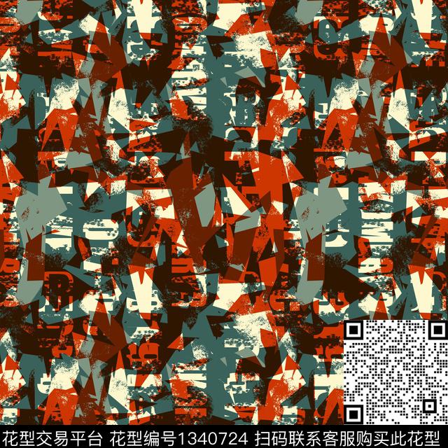 纸印花几何抽象男装传统印花华亿平台下载（图片编号: 1340724） - 瓦栏（Walan）