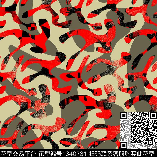 纸印花几何抽象男装传统印花华亿平台下载（图片编号: 1340731） - 瓦栏（Walan）