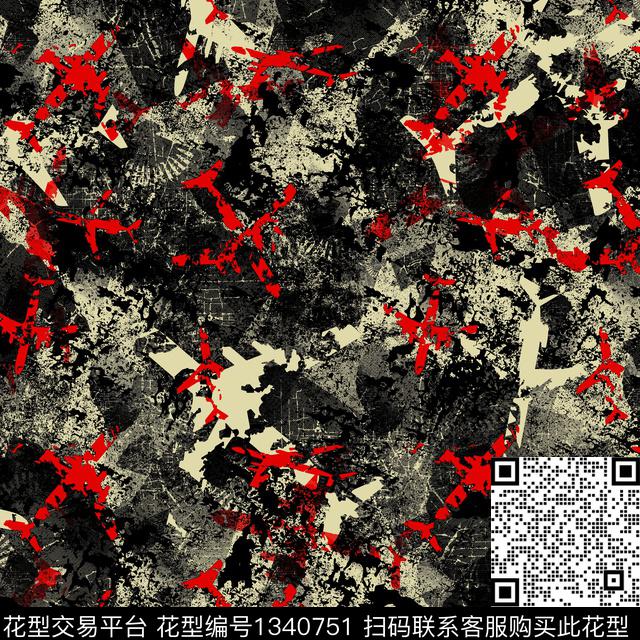纸印花几何抽象男装传统印花华亿平台下载（图片编号: 1340751） - 瓦栏（Walan）
