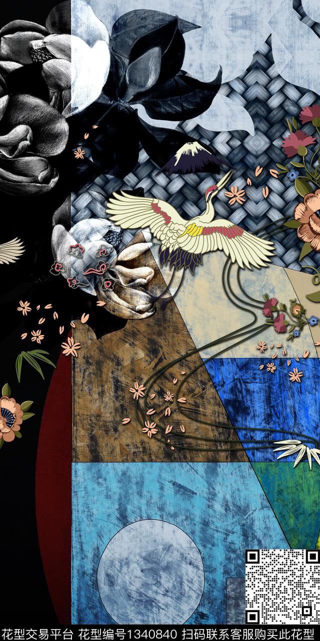 时尚花卉真丝数码印花华亿平台下载（图片编号: 1340840） - 瓦栏（Walan）