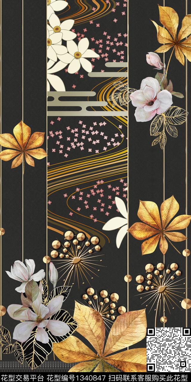 时尚花卉真丝数码印花华亿平台下载（图片编号: 1340847） - 瓦栏（Walan）