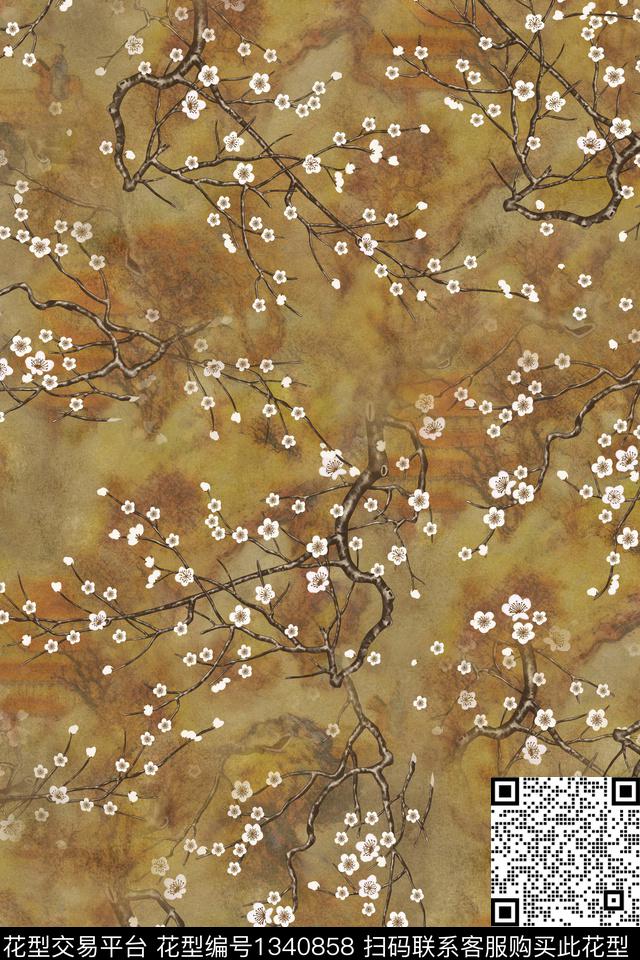 香云纱真丝小碎花数码印花华亿平台下载（图片编号: 1340858） - 瓦栏（Walan）