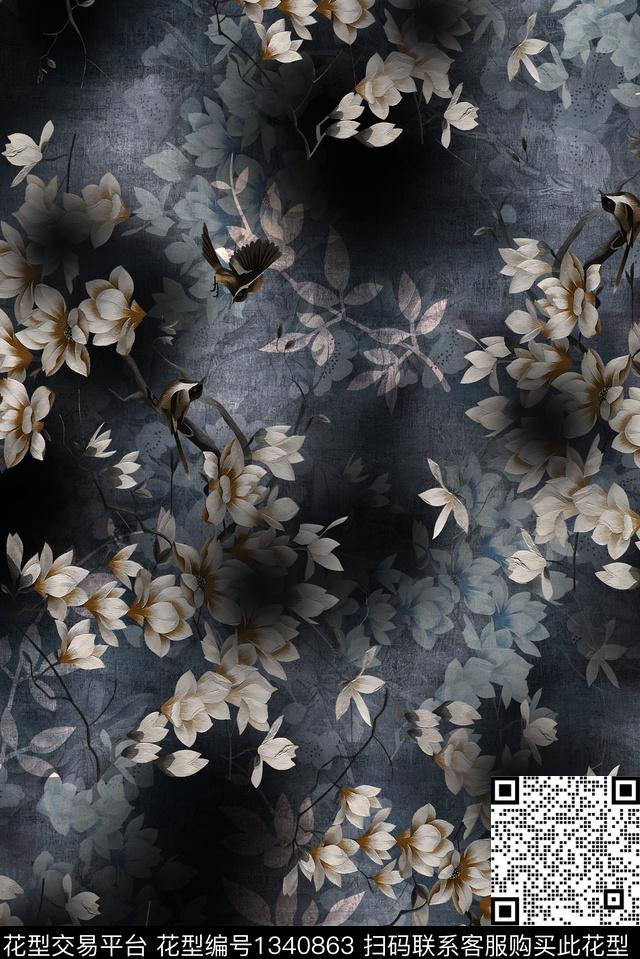 香云纱中老年复古数码印花华亿平台下载（图片编号: 1340863） - 瓦栏（Walan）