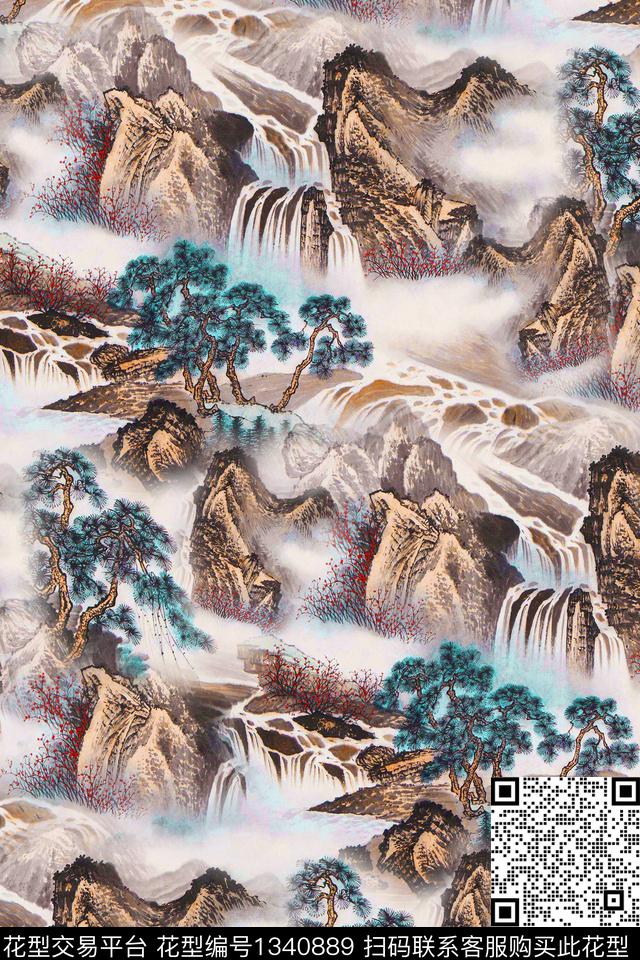 旗袍香云纱真丝数码印花华亿平台下载（图片编号: 1340889） - 瓦栏（Walan）