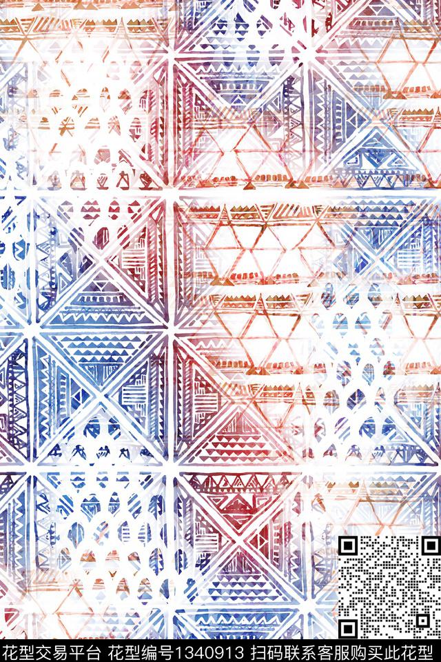 肌理几何雪纺数码印花华亿平台下载（图片编号: 1340913） - 瓦栏（Walan）