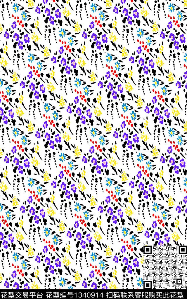 花卉雪纺大牌风传统印花华亿平台下载（图片编号: 1340914） - 瓦栏（Walan）