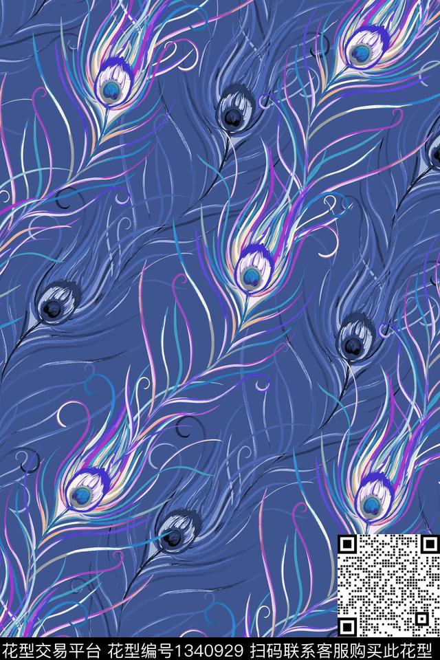 羽毛雪纺大牌风数码印花华亿平台下载（图片编号: 1340929） - 瓦栏（Walan）