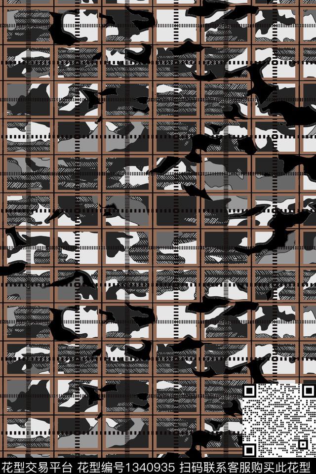 格子几何大牌风数码印花华亿平台下载（图片编号: 1340935） - 瓦栏（Walan）