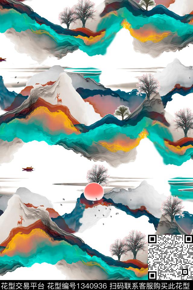 旗袍香云纱中国风数码印花华亿平台下载（图片编号: 1340936） - 瓦栏（Walan）