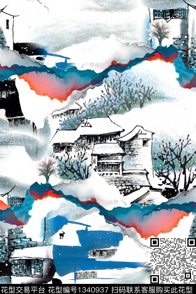 旗袍香云纱中国风数码印花华亿平台下载（图片编号: 1340937） - 瓦栏（Walan）