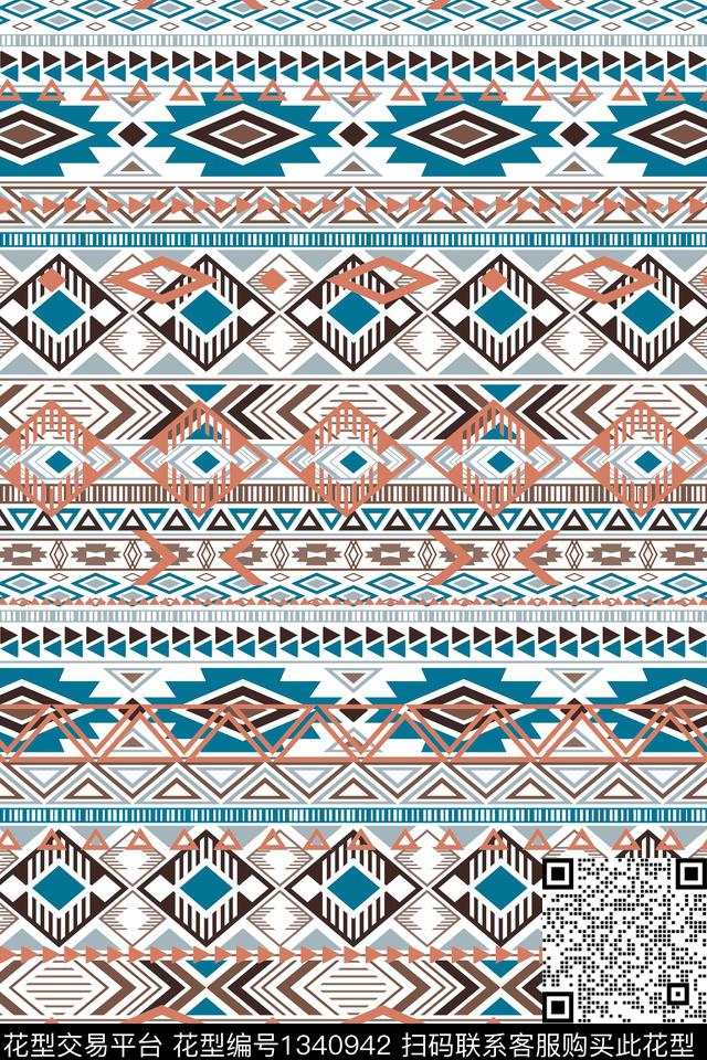 线条画几何民族风传统印花华亿平台下载（图片编号: 1340942） - 瓦栏（Walan）