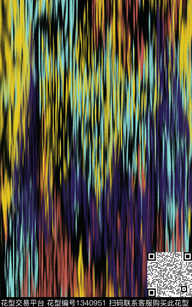 扎染华亿平台大牌风抽象数码印花华亿平台下载（图片编号: 1340951） - 瓦栏（Walan）
