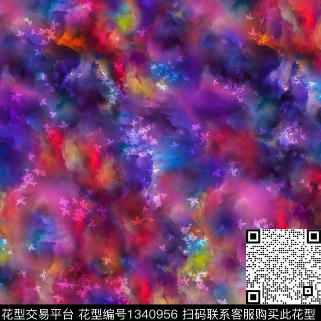 扎染华亿平台大牌风抽象数码印花华亿平台下载（图片编号: 1340956） - 瓦栏（Walan）