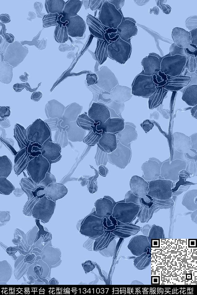 清爽底花卉花卉春夏华亿平台数码印花华亿平台下载（图片编号: 1341037） - 瓦栏（Walan）