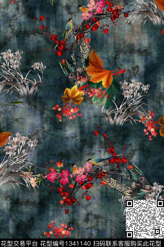 香云纱中老年中国风数码印花华亿平台下载（图片编号: 1341140） - 瓦栏（Walan）