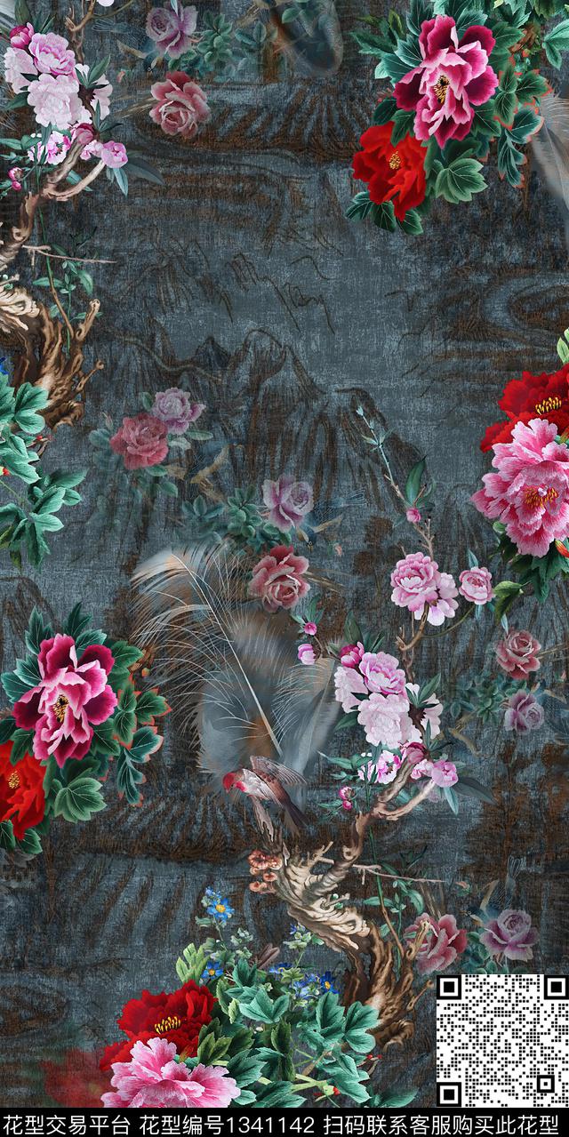 香云纱中老年中国风数码印花华亿平台下载（图片编号: 1341142） - 瓦栏（Walan）