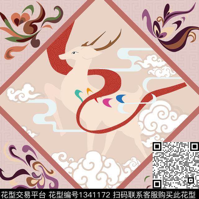 花卉敦煌中国风数码印花华亿平台下载（图片编号: 1341172） - 瓦栏（Walan）