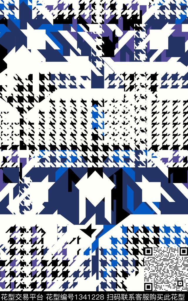 千鸟格格子几何传统印花华亿平台下载（图片编号: 1341228） - 瓦栏（Walan）