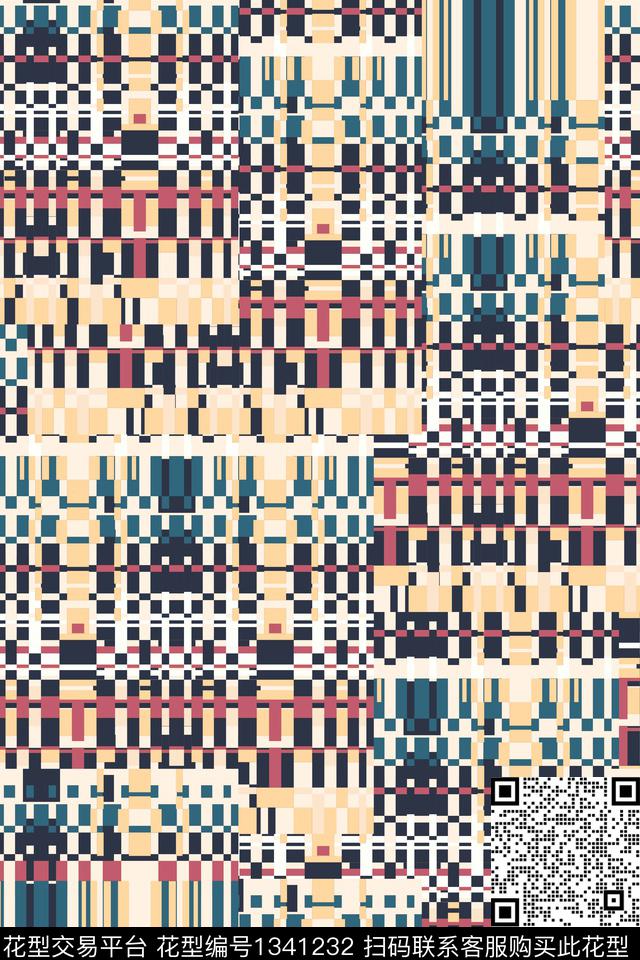 格子几何男装传统印花华亿平台下载（图片编号: 1341232） - 瓦栏（Walan）