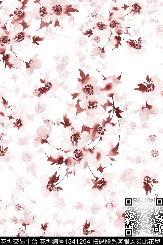 花卉大牌风小清新数码印花华亿平台下载（图片编号: 1341294） - 瓦栏（Walan）