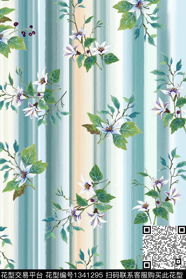 花卉大牌风休闲数码印花华亿平台下载（图片编号: 1341295） - 瓦栏（Walan）