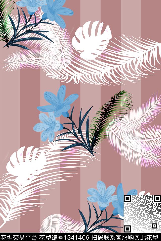 时尚几何花卉数码印花华亿平台下载（图片编号: 1341406） - 瓦栏（Walan）