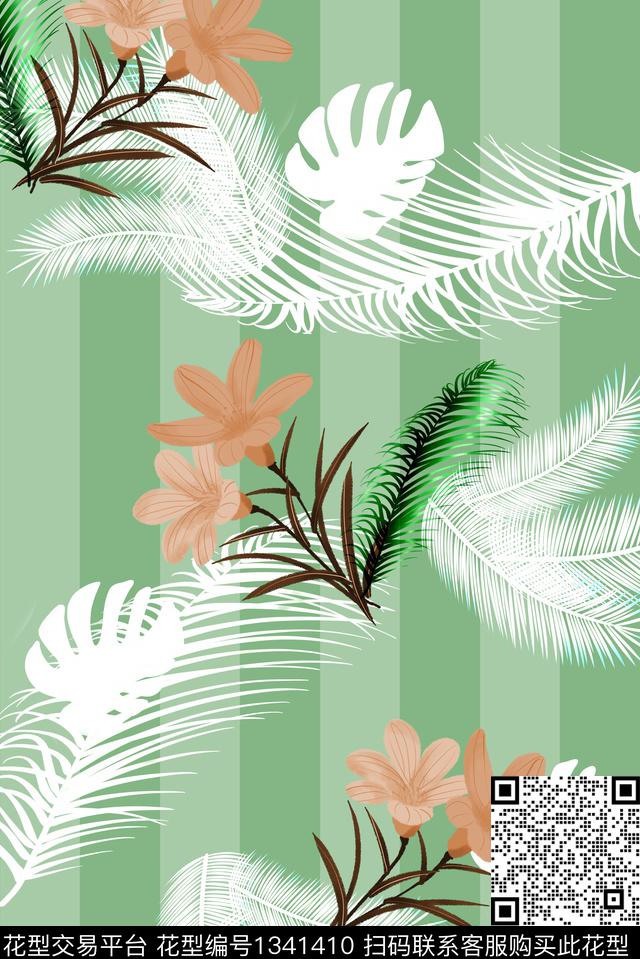 时尚几何花卉数码印花华亿平台下载（图片编号: 1341410） - 瓦栏（Walan）