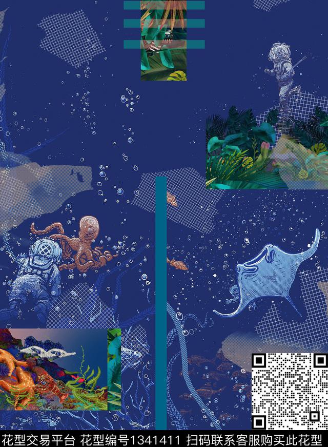 几何男装大牌风数码印花华亿平台下载（图片编号: 1341411） - 瓦栏（Walan）