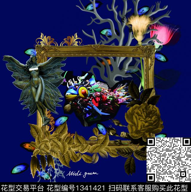 胸前独幅几何男装数码印花华亿平台下载（图片编号: 1341421） - 瓦栏（Walan）