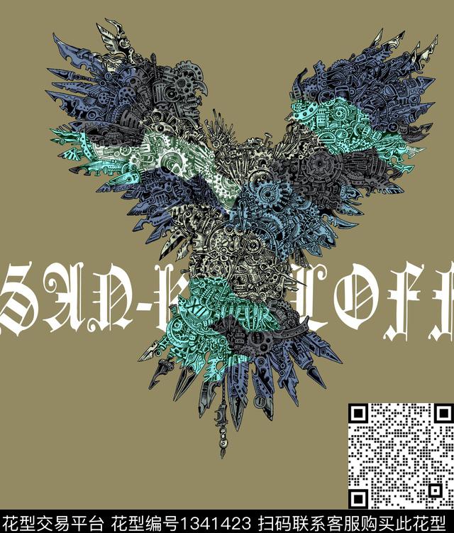 胸前独幅几何男装数码印花华亿平台下载（图片编号: 1341423） - 瓦栏（Walan）