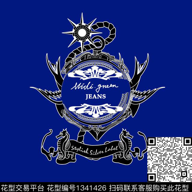 胸前独幅几何男装数码印花华亿平台下载（图片编号: 1341426） - 瓦栏（Walan）