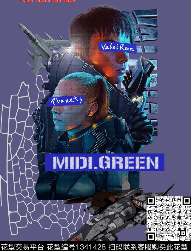 胸前独幅几何男装数码印花华亿平台下载（图片编号: 1341428） - 瓦栏（Walan）