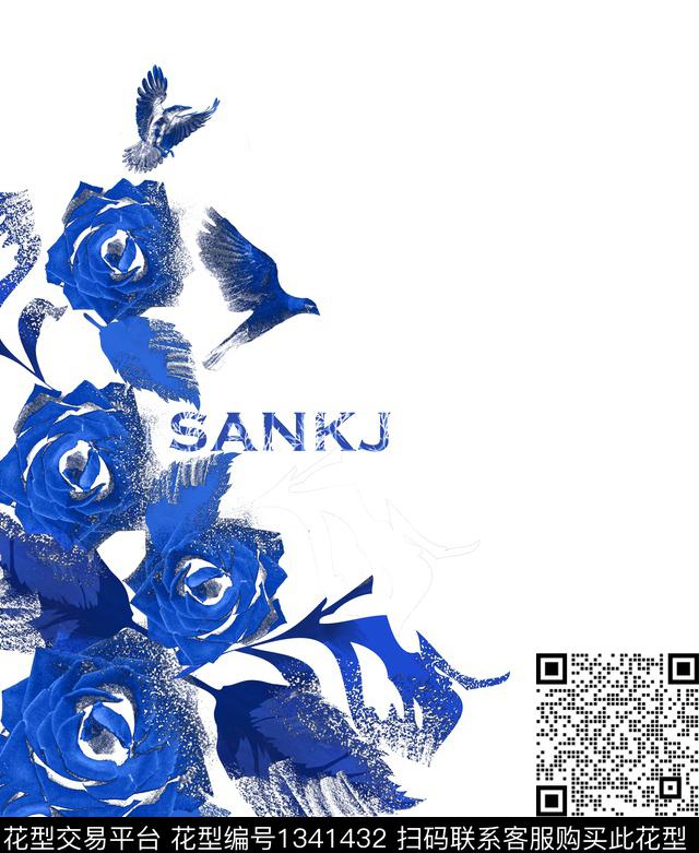 胸前独幅几何男装数码印花华亿平台下载（图片编号: 1341432） - 瓦栏（Walan）