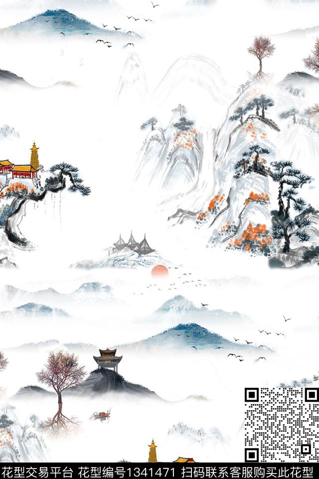 旗袍香云纱中国风数码印花华亿平台下载（图片编号: 1341471） - 瓦栏（Walan）