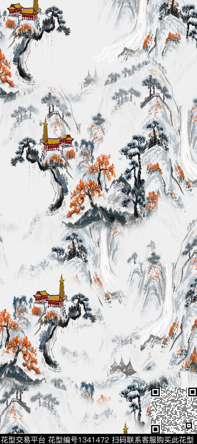 旗袍香云纱中国风数码印花华亿平台下载（图片编号: 1341472） - 瓦栏（Walan）