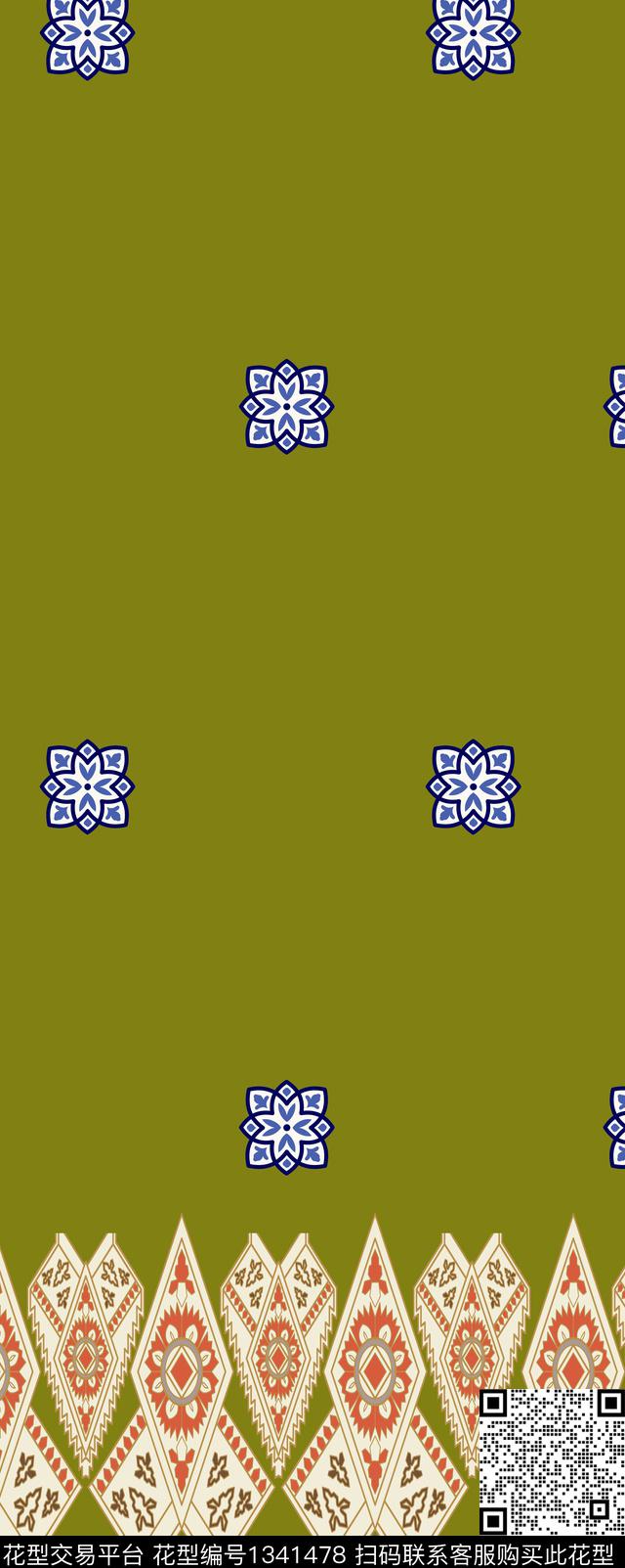 绿植树叶花卉大牌风传统印花华亿平台下载（图片编号: 1341478） - 瓦栏（Walan）
